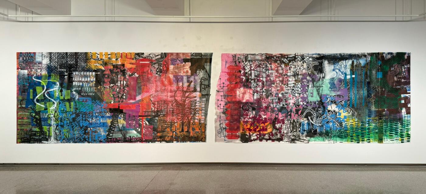 Left: Untitled, 2024, mixed media on paper, 10x5’
Right: Untitled, 2024, mixed media on paper, 10x5'